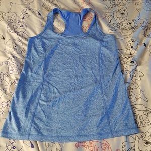 Semi fitted blue tank top workout summer
